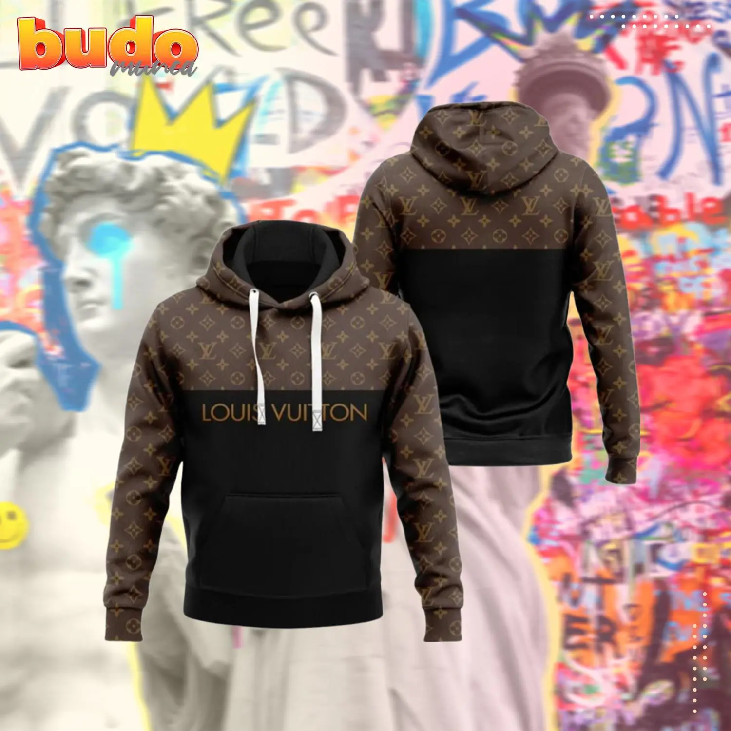 Louis vuitton brown black luxury brand unisex hoodie for men women - hot new